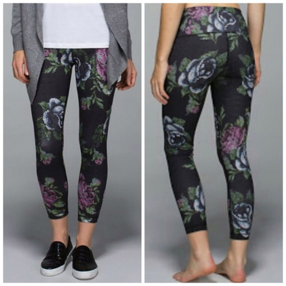 Lululemon cropped leggings - rare “Garden Party”